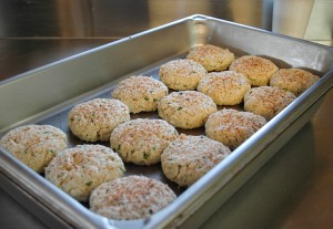 Freshly made lump cakes.